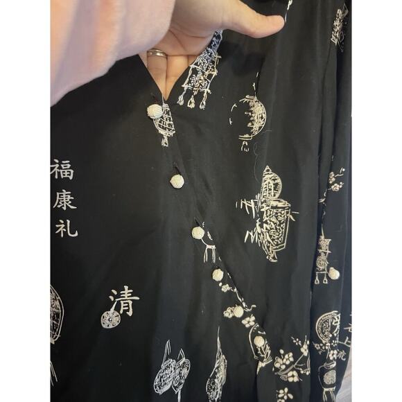 Soft Surroundings Sz L Tunic Blouse Top Black Japanese Japan Style - Picture 3 of 9